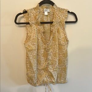 LOFT Yellow Floral Sleeveless Blouse